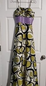 Green, black and gray pattern Prom Dress